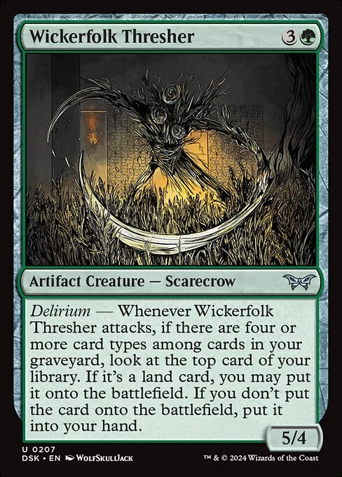 Wickerfolk Thresher, carta Magic di tipo Artifact Creature — Scarecrow illustrata da WolfSkullJack