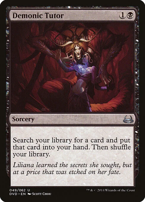Demonic Tutor, carta Magic di tipo Sorcery illustrata da Scott Chou