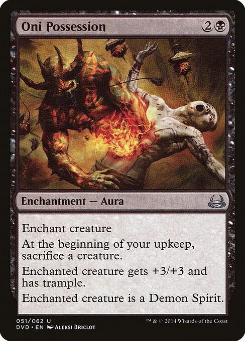 Oni Possession, carta Magic di tipo Enchantment — Aura illustrata da Aleksi Briclot