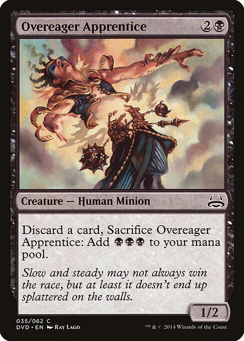 Overeager Apprentice, carta Magic di tipo Creature — Human Minion illustrata da Ray Lago
