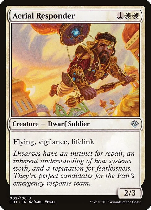Aerial Responder, carta Magic di tipo Creature — Dwarf Soldier illustrata da Raoul Vitale