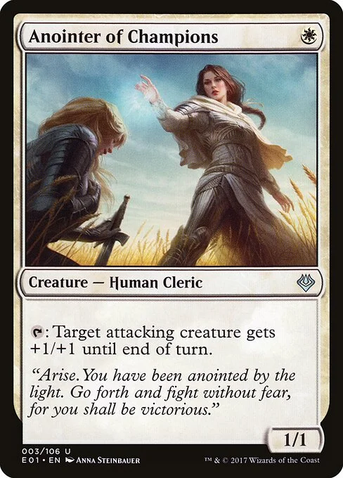 Anointer of Champions, carta Magic di tipo Creature — Human Cleric illustrata da Anna Steinbauer