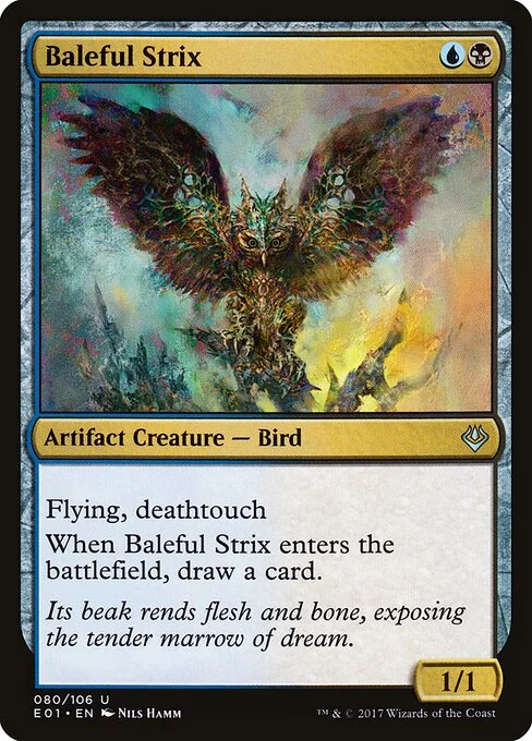 Baleful Strix, carta Magic di tipo Artifact Creature — Bird illustrata da Nils Hamm