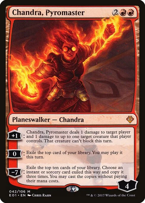 Chandra, Pyromaster, carta Magic di tipo Legendary Planeswalker — Chandra illustrata da Chris Rahn