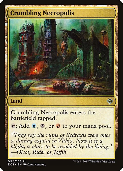 Crumbling Necropolis, carta Magic di tipo Land illustrata da Dave Kendall