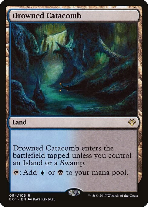 Drowned Catacomb, carta Magic di tipo Land illustrata da Dave Kendall