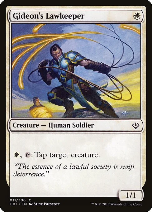 Gideon's Lawkeeper, carta Magic di tipo Creature — Human Soldier illustrata da Steve Prescott