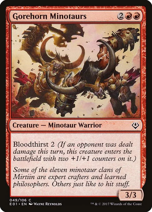 Gorehorn Minotaurs, carta Magic di tipo Creature — Minotaur Warrior illustrata da Wayne Reynolds