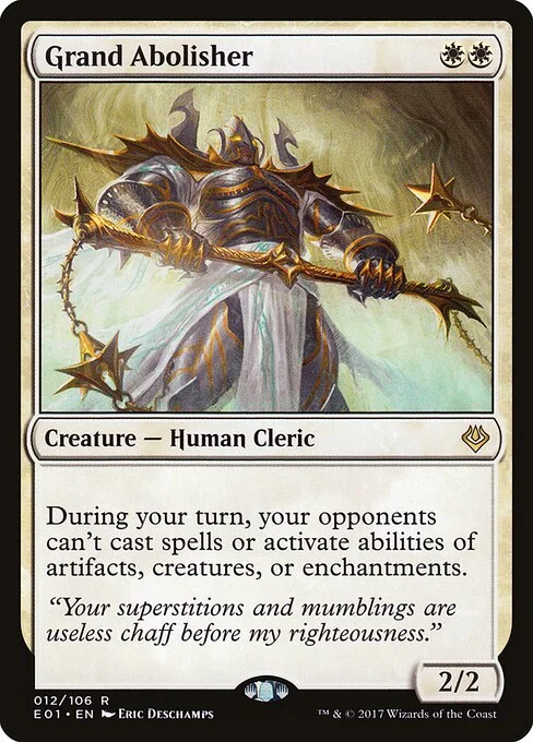 Grand Abolisher, carta Magic di tipo Creature — Human Cleric illustrata da Eric Deschamps