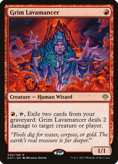 Grim Lavamancer, carta Magic di tipo Creature — Human Wizard illustrata da Michael Sutfin