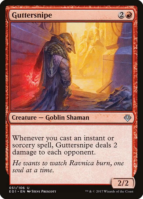 Guttersnipe, carta Magic di tipo Creature — Goblin Shaman illustrata da Steve Prescott