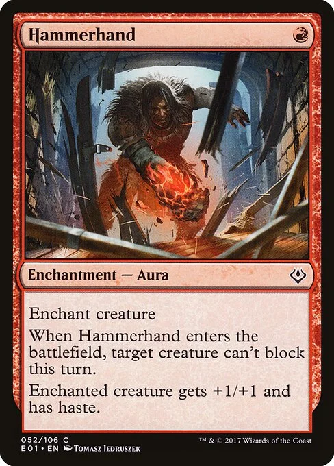 Hammerhand, carta Magic di tipo Enchantment — Aura illustrata da Tomasz Jedruszek