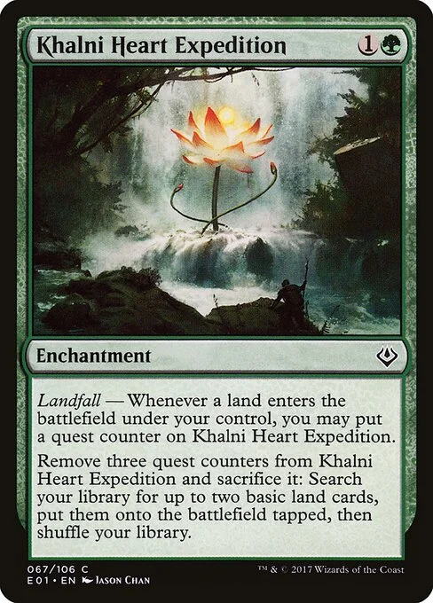Khalni Heart Expedition, carta Magic di tipo Enchantment illustrata da Jason Chan