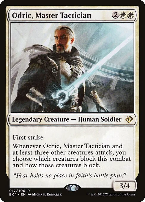 Odric, Master Tactician, carta Magic di tipo Legendary Creature — Human Soldier illustrata da Michael Komarck
