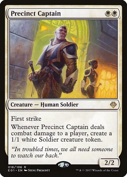 Precinct Captain, carta Magic di tipo Creature — Human Soldier illustrata da Steve Prescott