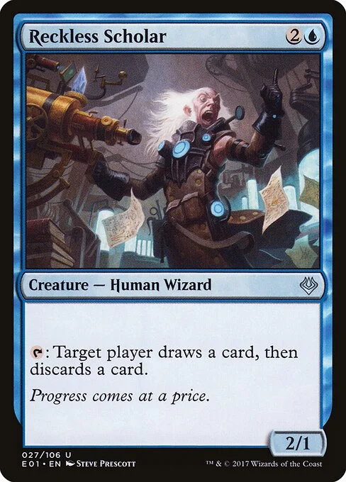 Reckless Scholar, carta Magic di tipo Creature — Human Wizard illustrata da Steve Prescott