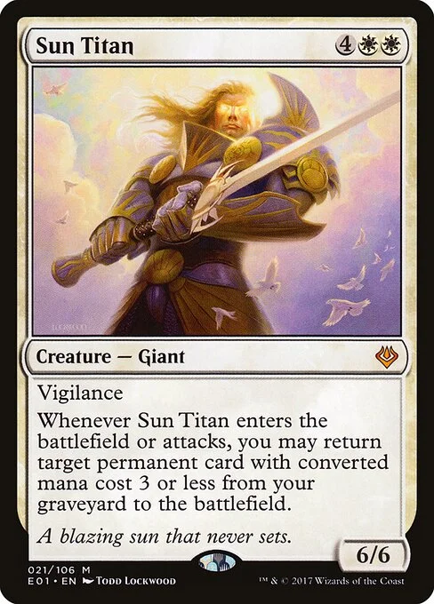 Sun Titan, carta Magic di tipo Creature — Giant illustrata da Todd Lockwood