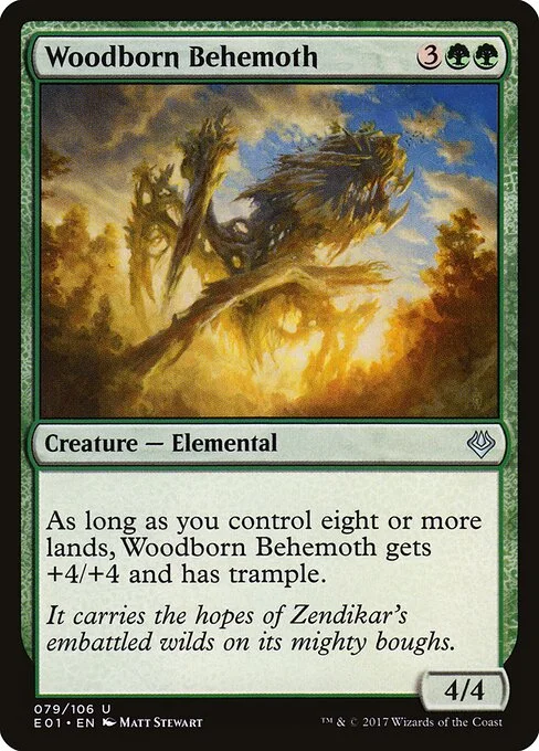 Woodborn Behemoth, carta Magic di tipo Creature — Elemental illustrata da Matt Stewart