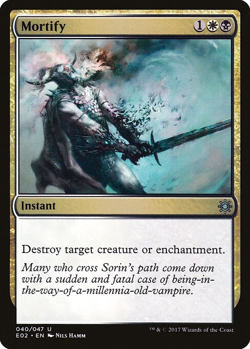 Mortify, carta Magic di tipo Instant illustrata da Nils Hamm
