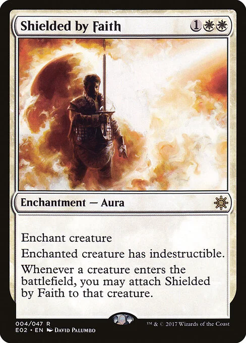 Shielded by Faith, carta Magic di tipo Enchantment — Aura illustrata da David Palumbo