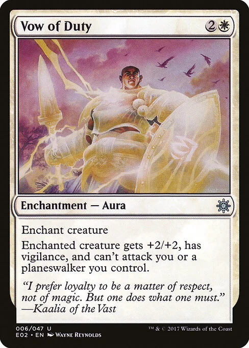 Vow of Duty, carta Magic di tipo Enchantment — Aura illustrata da Wayne Reynolds
