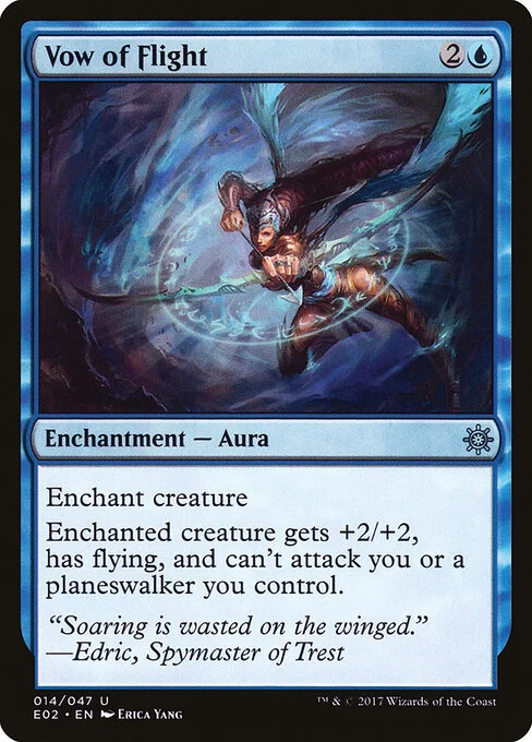 Vow of Flight, carta Magic di tipo Enchantment — Aura illustrata da Erica Yang
