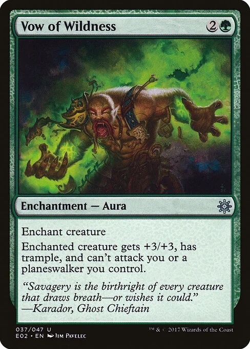Vow of Wildness, carta Magic di tipo Enchantment — Aura illustrata da Jim Pavelec