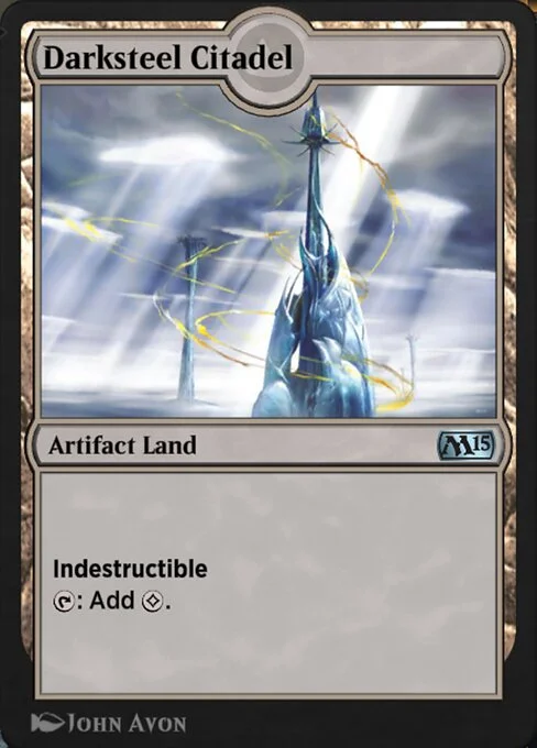 Darksteel Citadel, carta Magic di tipo Artifact Land illustrata da John Avon