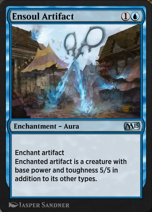 Ensoul Artifact, carta Magic di tipo Enchantment — Aura illustrata da Jasper Sandner