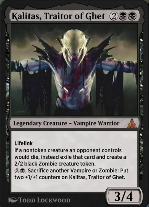 Kalitas, Traitor of Ghet, carta Magic di tipo Legendary Creature — Vampire Warrior illustrata da Todd Lockwood
