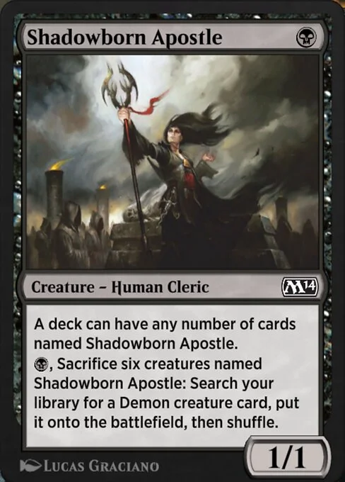 Shadowborn Apostle, carta Magic di tipo Creature — Human Cleric illustrata da Lucas Graciano