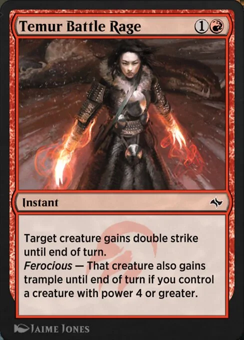 Temur Battle Rage, carta Magic di tipo Instant illustrata da Jaime Jones