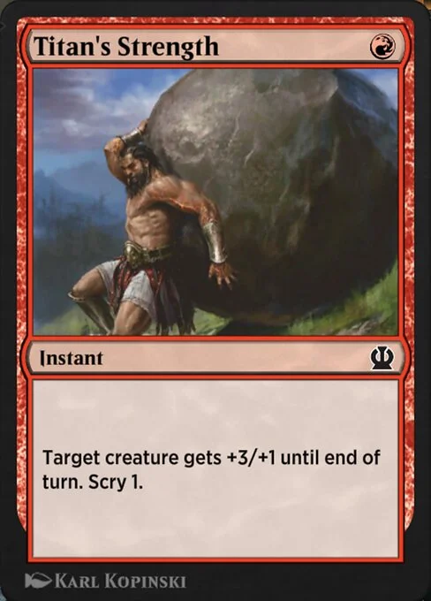 Titan's Strength, carta Magic di tipo Instant illustrata da Karl Kopinski