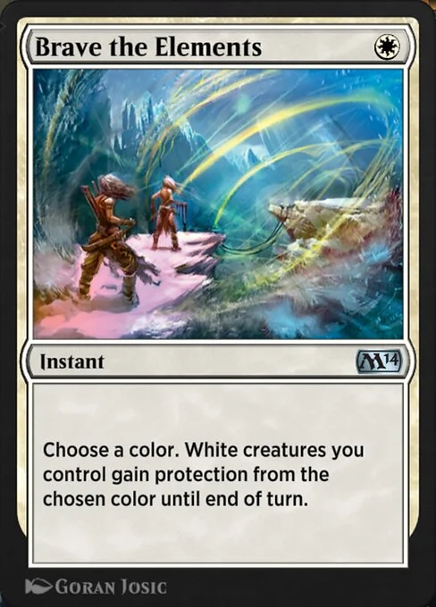 Brave the Elements, carta Magic di tipo Instant illustrata da Goran Josic