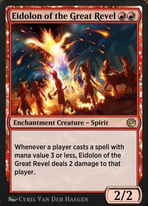 Eidolon of the Great Revel, carta Magic di tipo Enchantment Creature — Spirit illustrata da Cyril Van Der Haegen