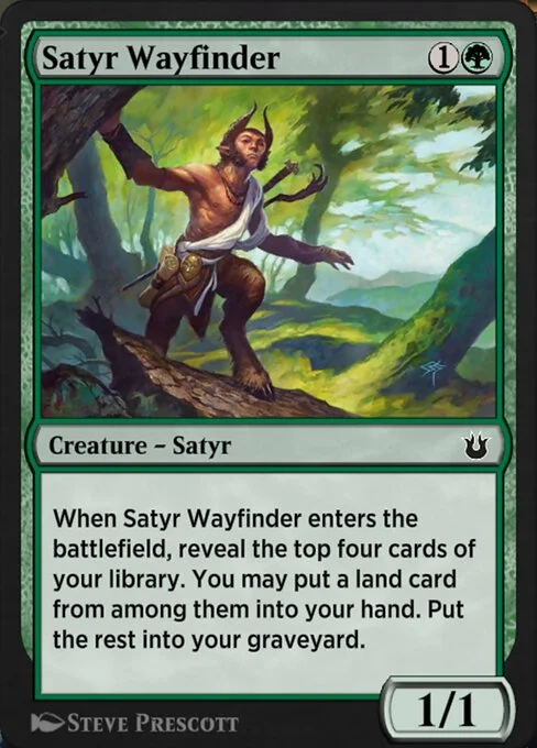 Satyr Wayfinder, carta Magic di tipo Creature — Satyr illustrata da Steve Prescott