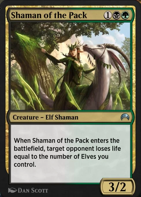 Shaman of the Pack, carta Magic di tipo Creature — Elf Shaman illustrata da Dan Murayama Scott