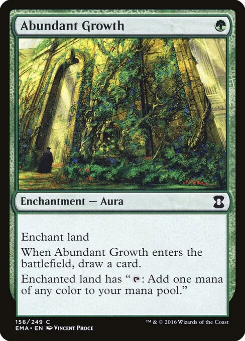 Abundant Growth, carta Magic di tipo Enchantment — Aura illustrata da Vincent Proce