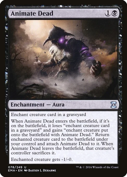 Animate Dead, carta Magic di tipo Enchantment — Aura illustrata da Bastien L. Deharme