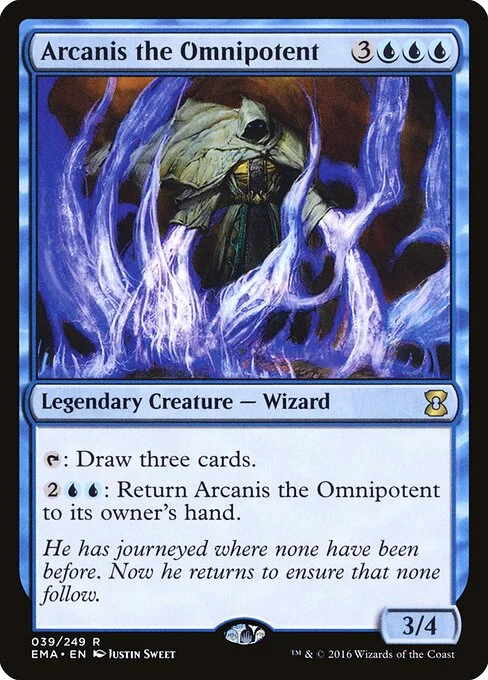 Arcanis the Omnipotent, carta Magic di tipo Legendary Creature — Wizard illustrata da Justin Sweet