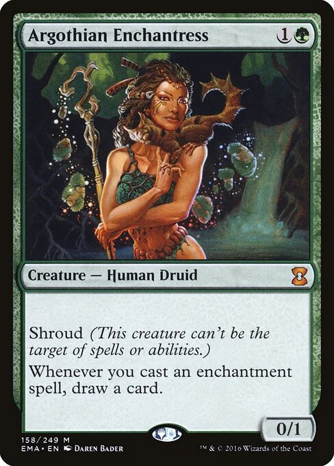 Argothian Enchantress, carta Magic di tipo Creature — Human Druid illustrata da Daren Bader
