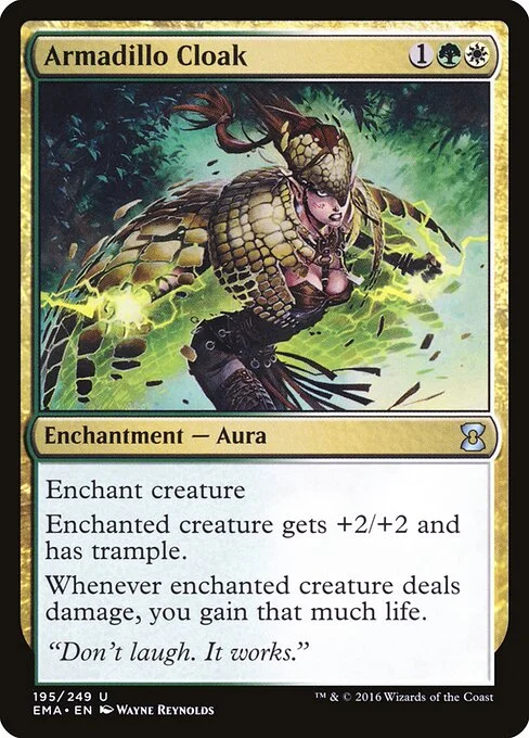 Armadillo Cloak, carta Magic di tipo Enchantment — Aura illustrata da Wayne Reynolds