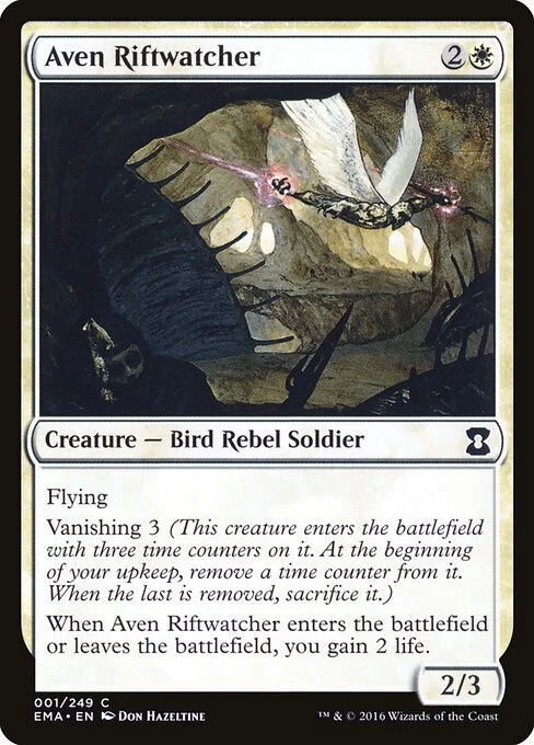 Aven Riftwatcher, carta Magic di tipo Creature — Bird Rebel Soldier illustrata da Don Hazeltine
