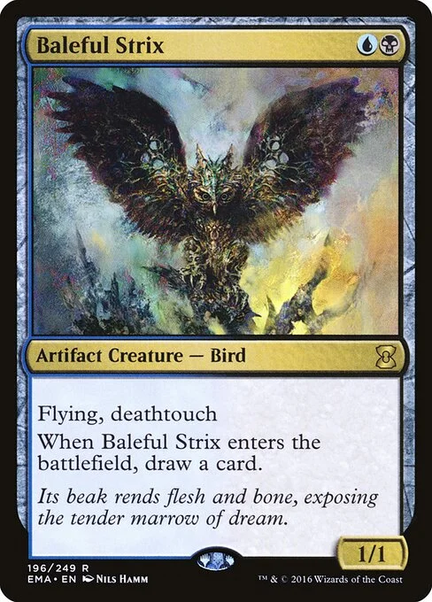 Baleful Strix, carta Magic di tipo Artifact Creature — Bird illustrata da Nils Hamm