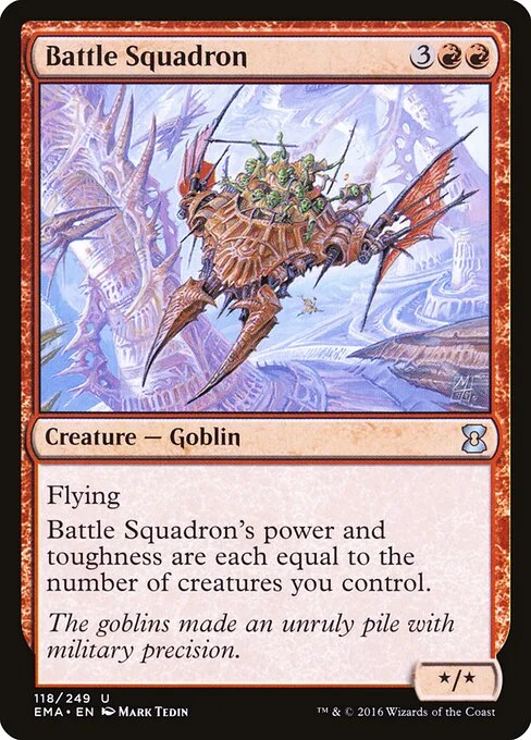 Battle Squadron, carta Magic di tipo Creature — Goblin illustrata da Mark Tedin