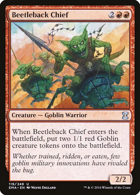 Beetleback Chief, carta Magic di tipo Creature — Goblin Warrior illustrata da Wayne England