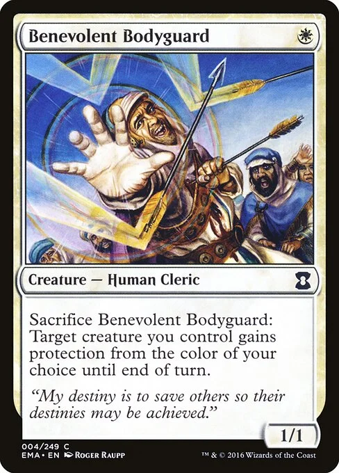 Benevolent Bodyguard, carta Magic di tipo Creature — Human Cleric illustrata da Roger Raupp