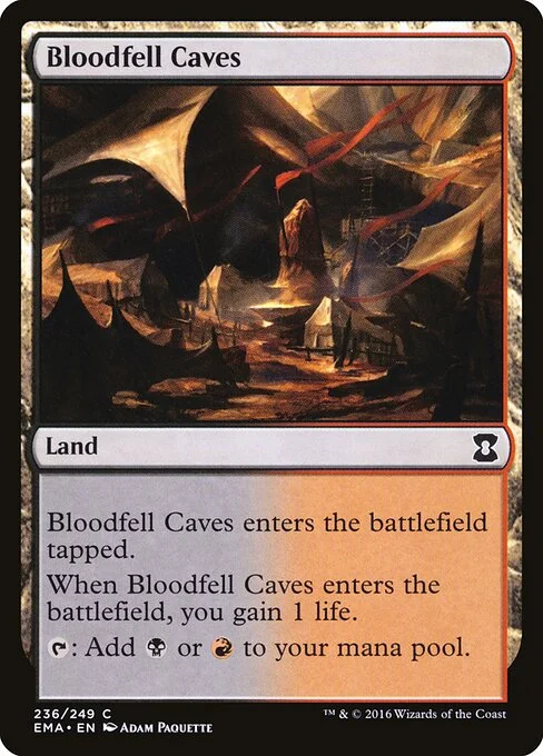 Bloodfell Caves, carta Magic di tipo Land illustrata da Adam Paquette