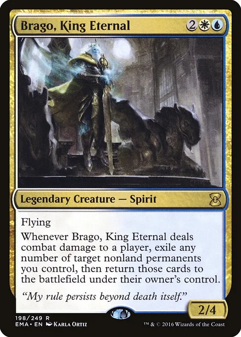 Brago, King Eternal, carta Magic di tipo Legendary Creature — Spirit Noble illustrata da Karla Ortiz