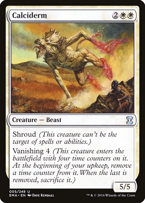 Calciderm, carta Magic di tipo Creature — Beast illustrata da Dave Kendall